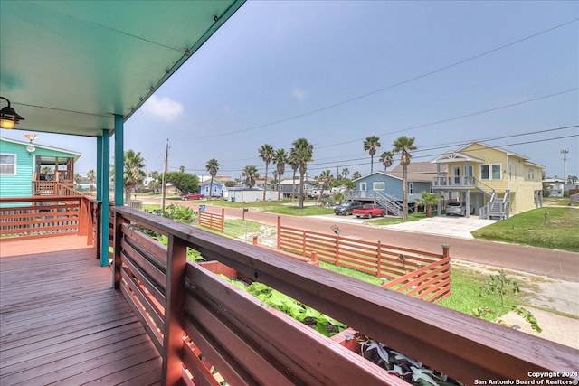 wooden terrace with covered porch