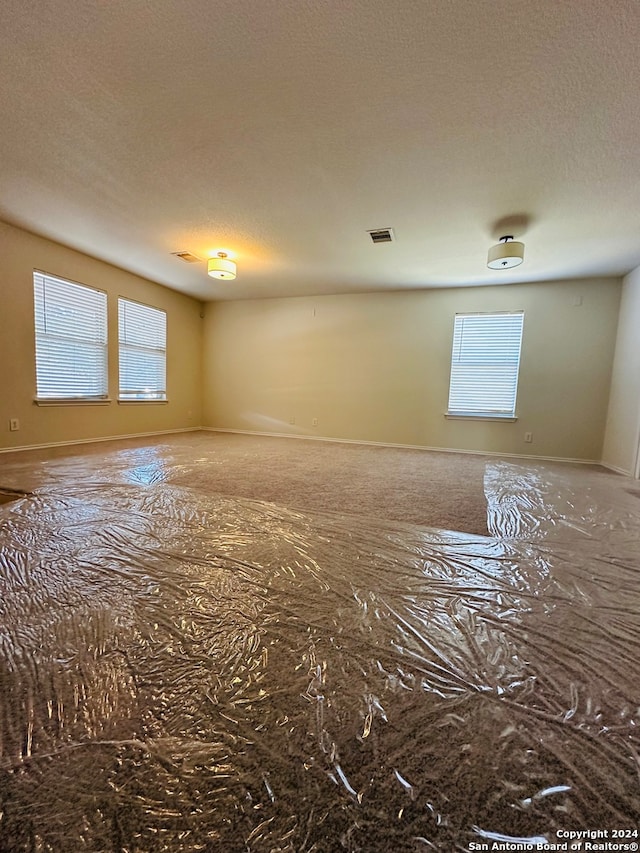 empty room featuring a textured ceiling and a healthy amount of sunlight