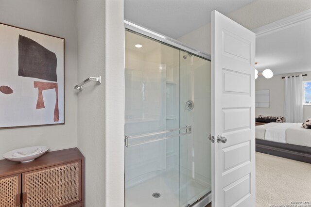 bathroom featuring walk in shower