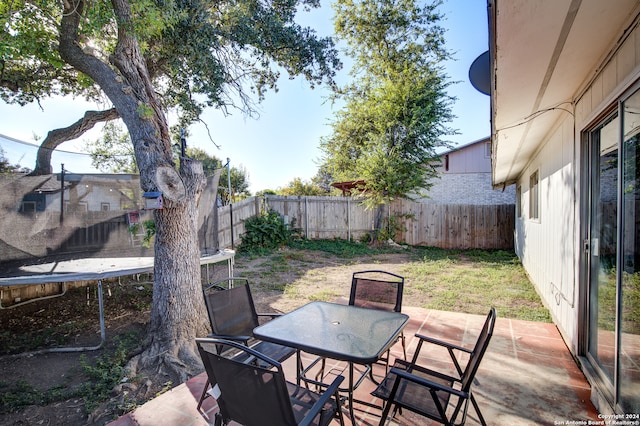 view of patio / terrace featuring a trampoline