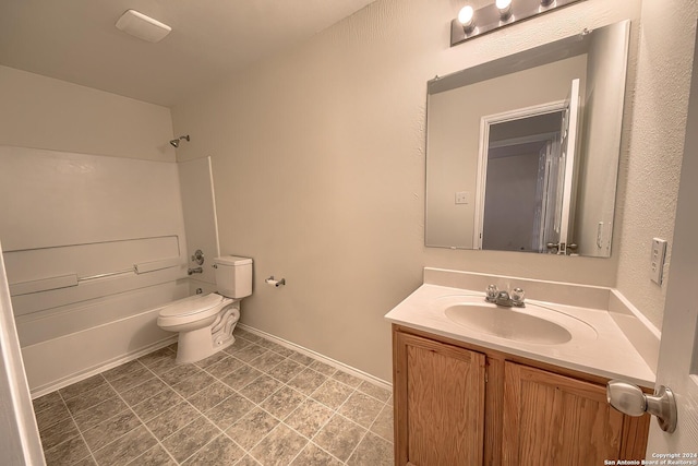 5823 Barton Holw, San Antonio, TX 78249 - bathroom with vanity, toilet,  shower combination, and baseboards