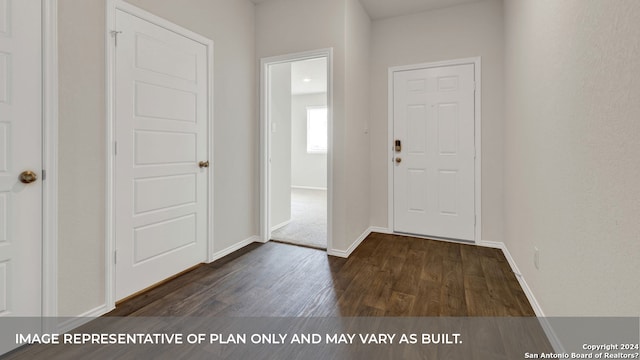 foyer entrance featuring dark hardwood / wood-style flooring