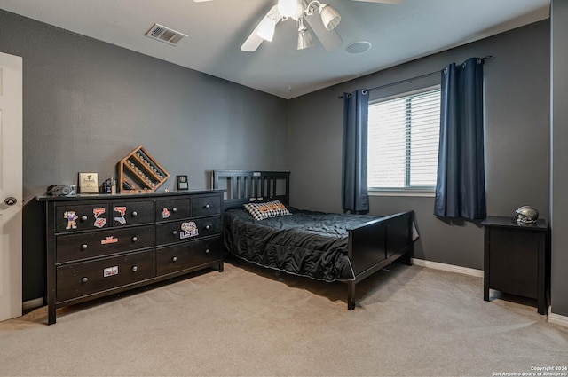 3303 Cambria Way, San Antonio, TX 78251 - bedroom featuring visible vents, a ceiling fan, carpet flooring, and baseboards
