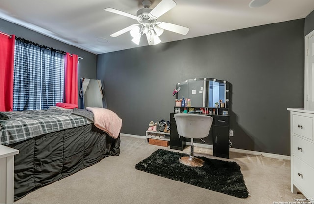3303 Cambria Way, San Antonio, TX 78251 - carpeted bedroom with baseboards and a ceiling fan