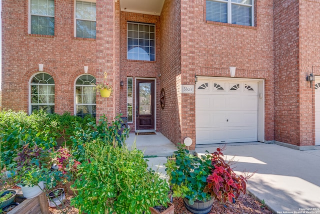 entrance to property with a garage