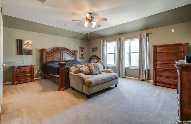3303 Cambria Way, San Antonio, TX 78251 - bedroom with ceiling fan, light colored carpet, and baseboards