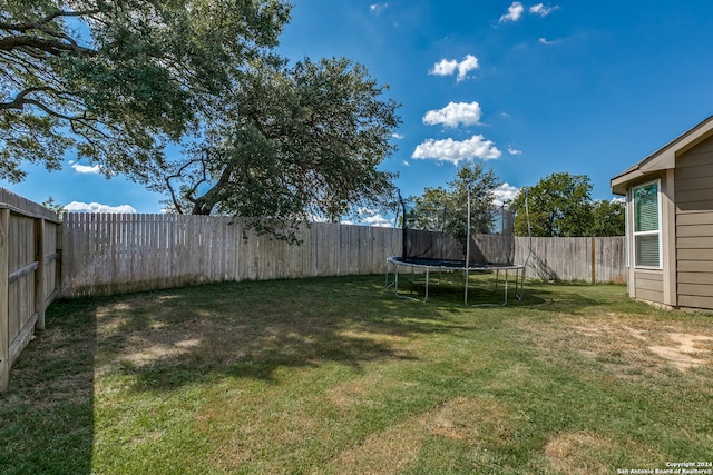 view of yard with a trampoline