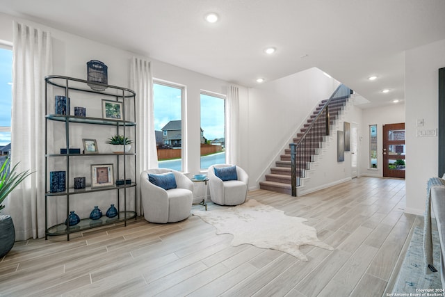 living area with light wood-type flooring