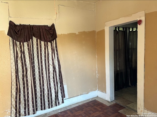 empty room with parquet floors