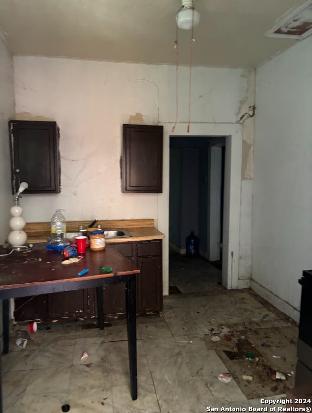 kitchen featuring dark brown cabinets and sink