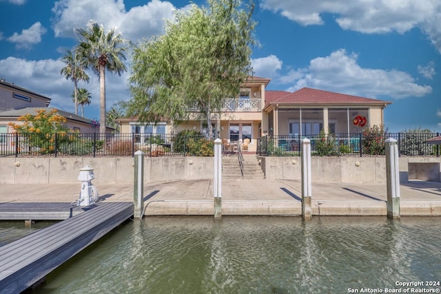 view of dock featuring a water view