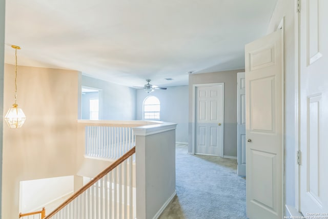 hallway with light carpet