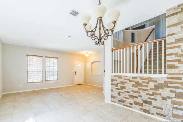 interior space with an inviting chandelier