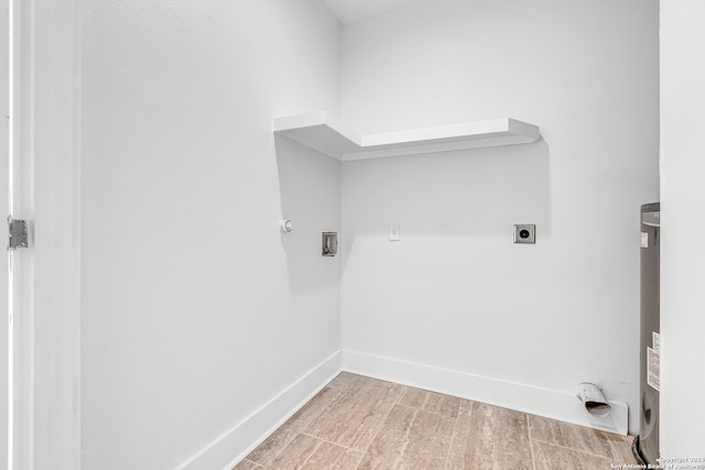 laundry room with hookup for an electric dryer, hardwood / wood-style flooring, and hookup for a washing machine