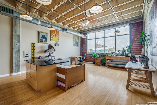 interior space with light hardwood / wood-style floors