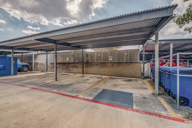 view of parking with a carport