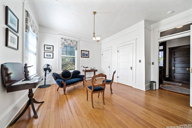 living area featuring hardwood / wood-style flooring