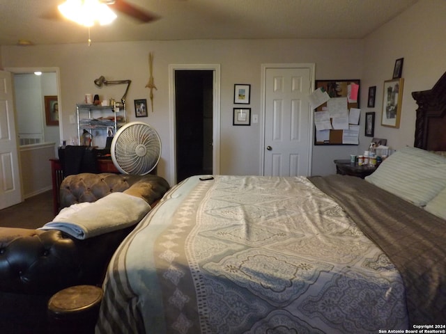 bedroom featuring ceiling fan