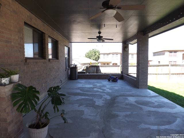 view of patio with ceiling fan