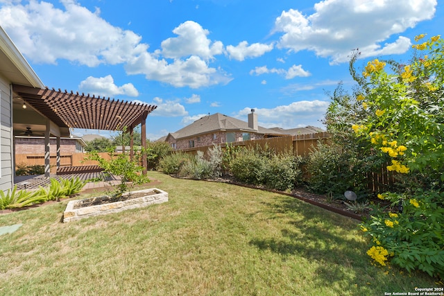 view of yard with a pergola