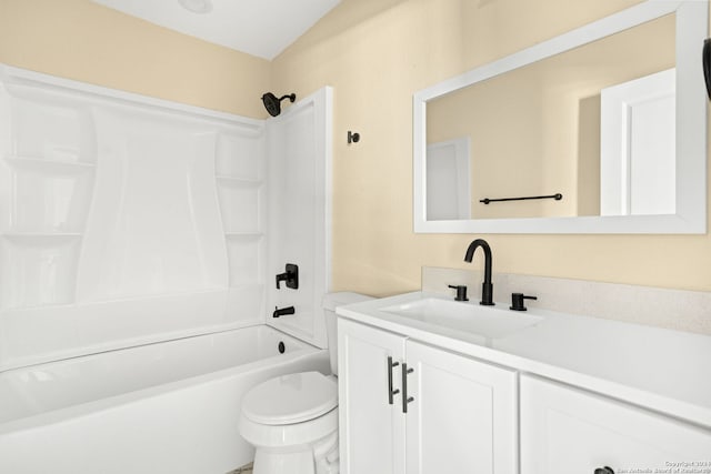 full bathroom featuring vanity, toilet, and shower / bathing tub combination