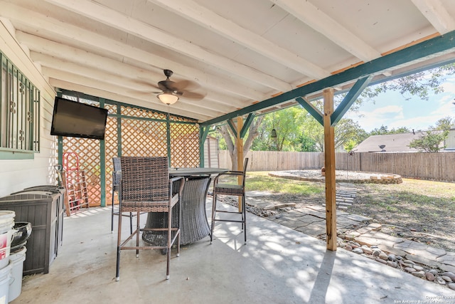 view of patio with ceiling fan