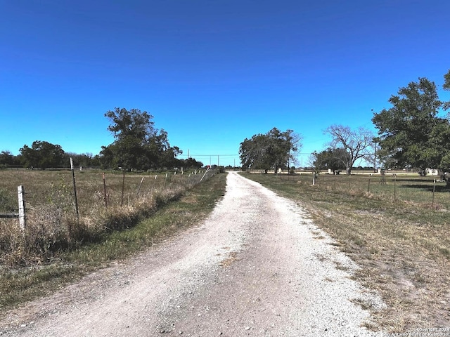 view of road with a rural view