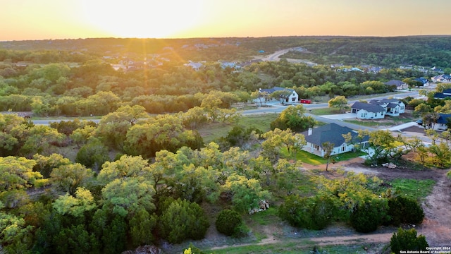 view of aerial view at dusk