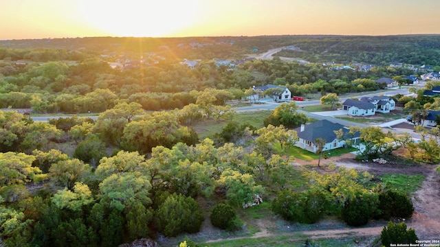 drone / aerial view with a forest view