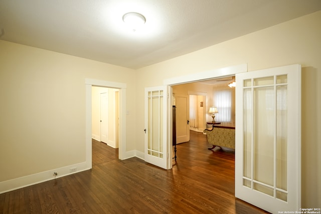 interior space featuring dark wood-type flooring and a closet