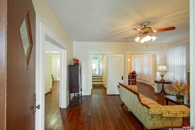 corridor featuring dark hardwood / wood-style floors