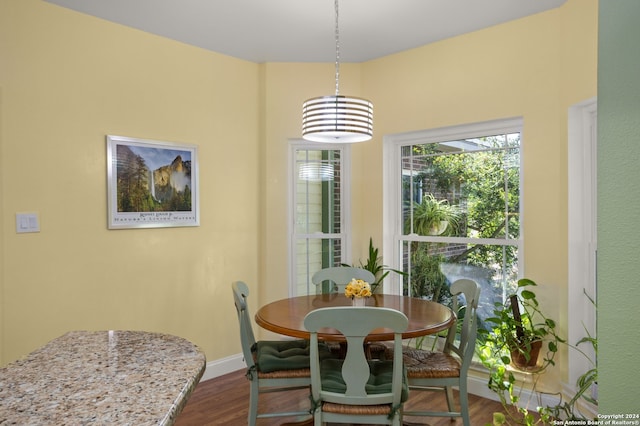 dining area with wood-type flooring