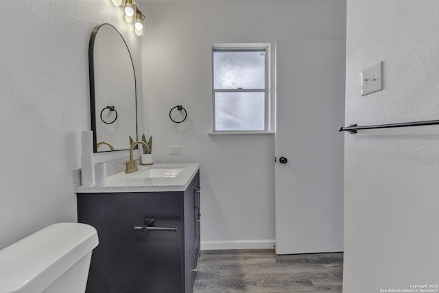 4207 High Sierra, San Antonio, TX 78228 - bathroom featuring vanity, wood finished floors, and toilet