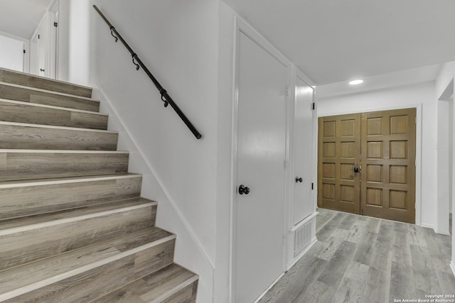 4207 High Sierra, San Antonio, TX 78228 - staircase featuring wood finished floors and recessed lighting