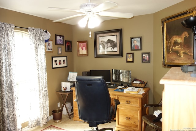 office featuring ceiling fan