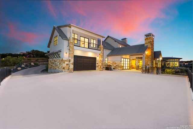 contemporary house featuring a garage