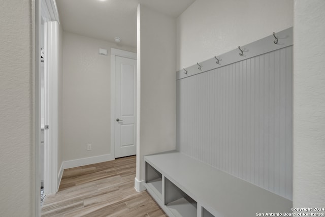 mudroom with light wood-type flooring