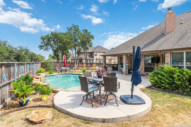 view of swimming pool with a patio