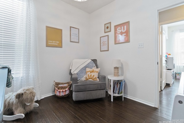 living area featuring dark hardwood / wood-style flooring