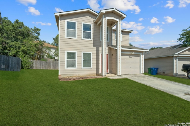 view of front of property with a front lawn