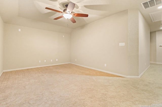 11806 Jasmine Way, San Antonio, TX 78253 - empty room featuring ceiling fan, attic access, light colored carpet, visible vents, and baseboards