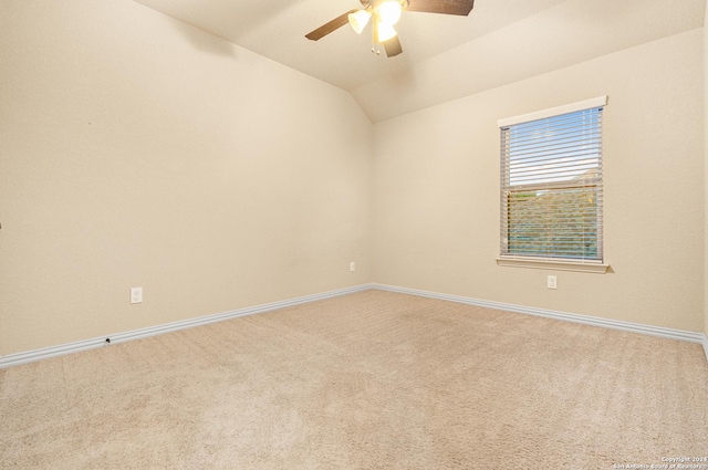 11806 Jasmine Way, San Antonio, TX 78253 - unfurnished room with vaulted ceiling, baseboards, carpet, and a ceiling fan