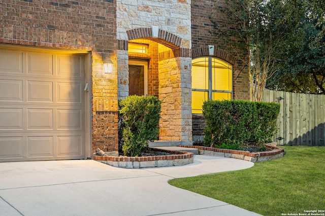 11806 Jasmine Way, San Antonio, TX 78253 - property entrance featuring brick siding, fence, driveway, and stone siding