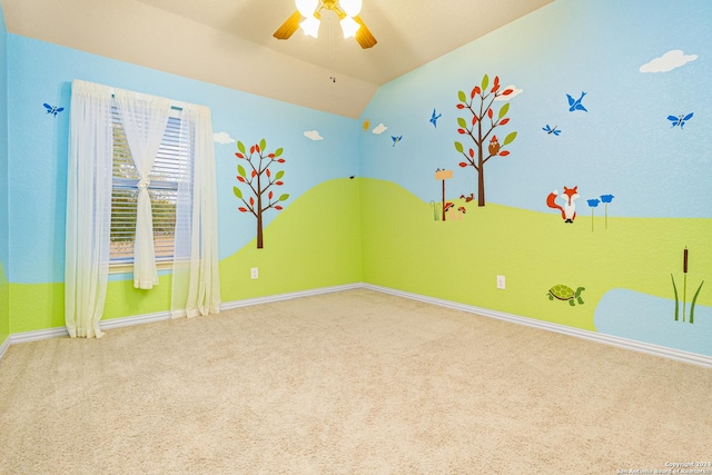 11806 Jasmine Way, San Antonio, TX 78253 - carpeted spare room featuring baseboards, a ceiling fan, and lofted ceiling