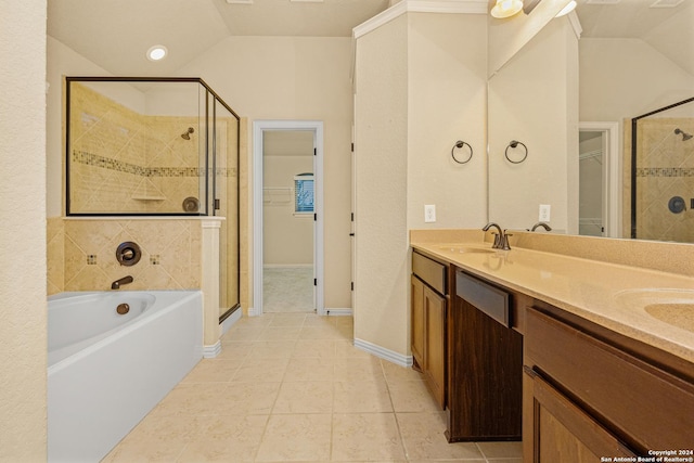 11806 Jasmine Way, San Antonio, TX 78253 - full bath with a walk in closet, a shower stall, a sink, and lofted ceiling