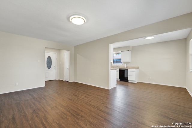 unfurnished living room with dark hardwood / wood-style floors