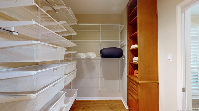 spacious closet featuring hardwood / wood-style floors