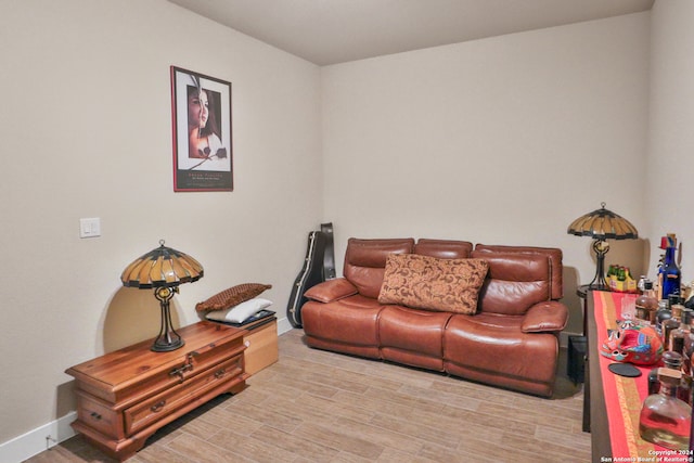 living room with light hardwood / wood-style flooring