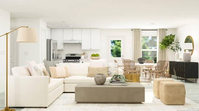 living room featuring light hardwood / wood-style flooring