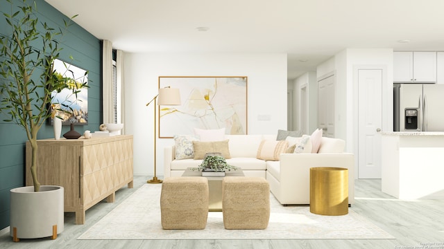 sitting room with light wood-type flooring